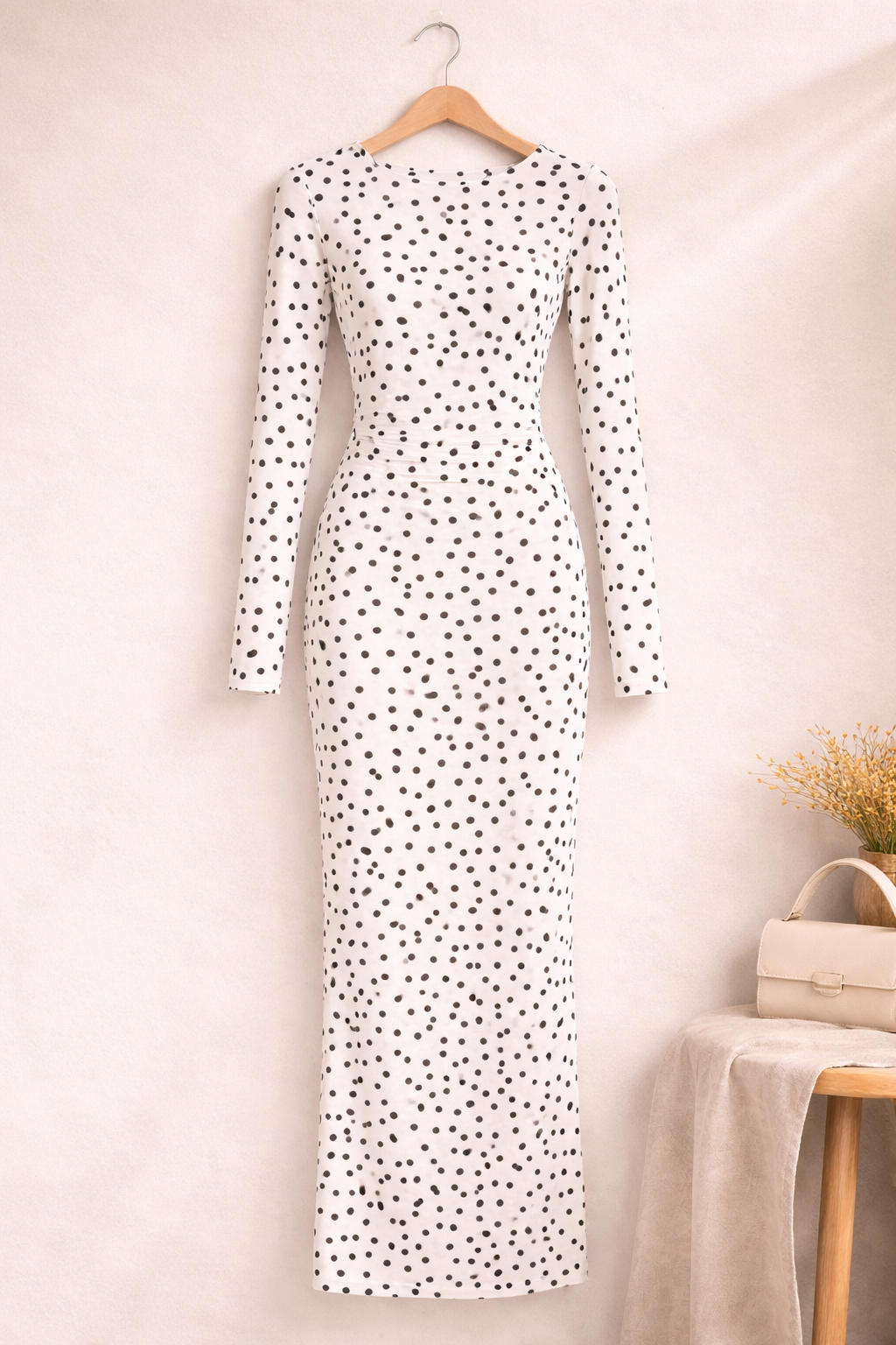 La Nuit Pois Mesh Gown