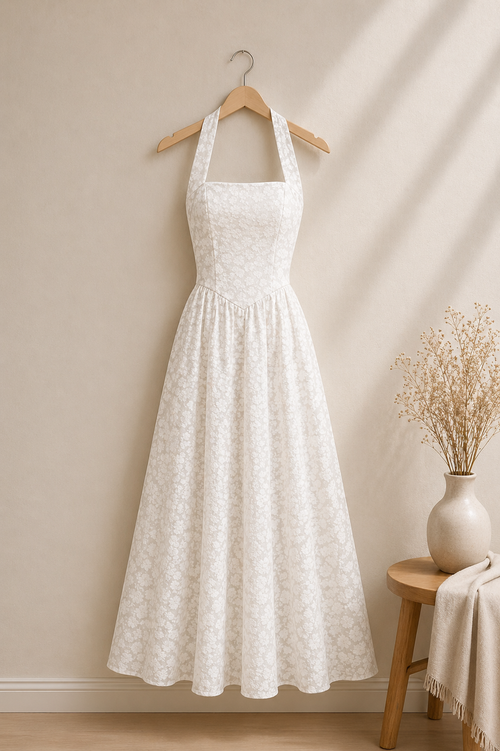Ivory Halter Midi Dress